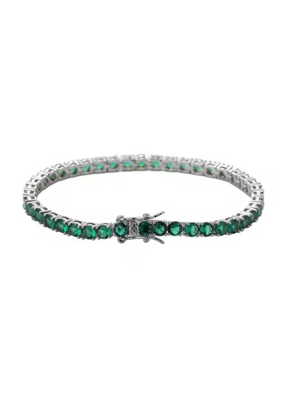 Emerald Green Tennis Bracelet - Women Jewelry 7 Inches- 4 Mm